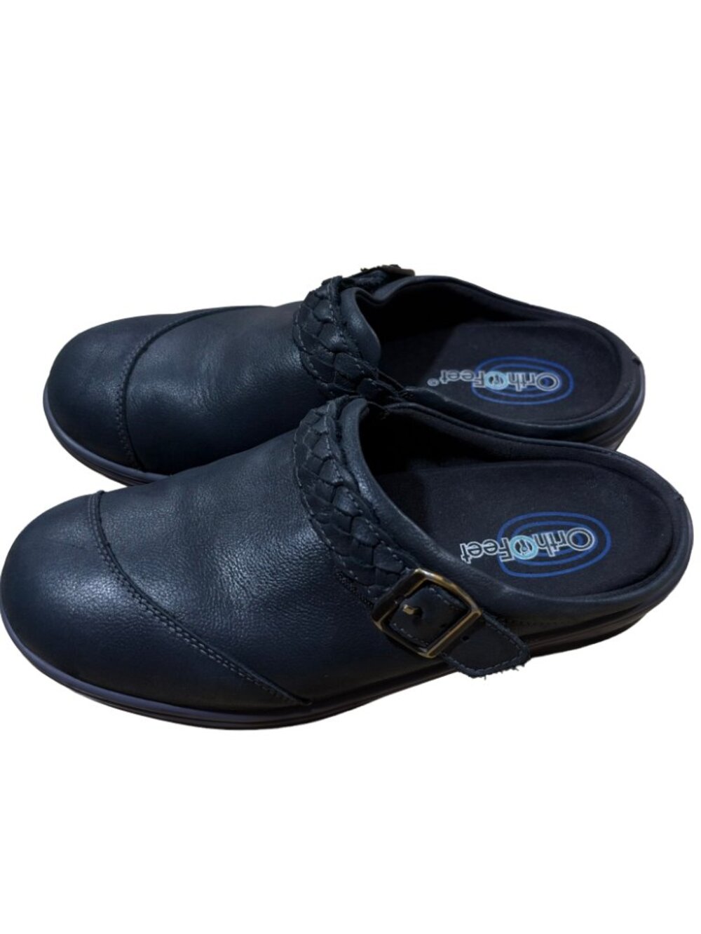 Othofeet Irma 72011 Clogs 6 W Wide Black Leather Slip On Mule Orthopedic Shoes